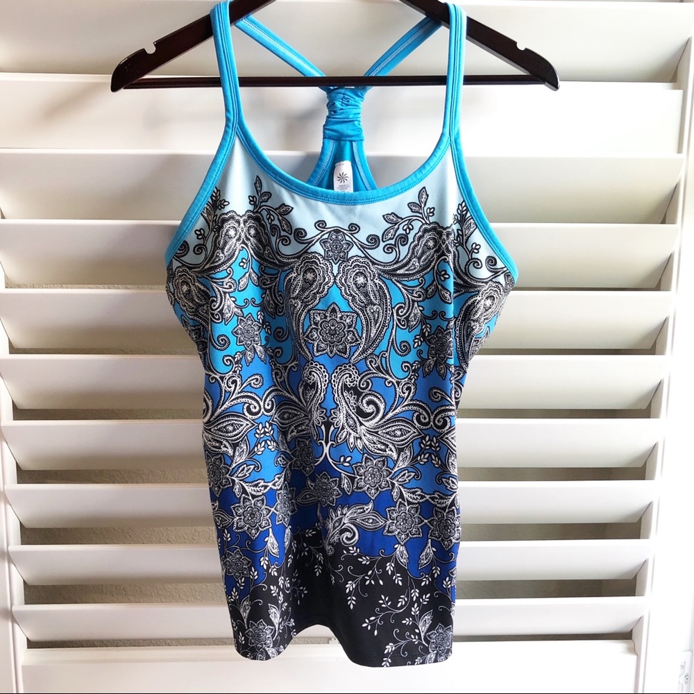 Athleta sports tank paisley blue racerback